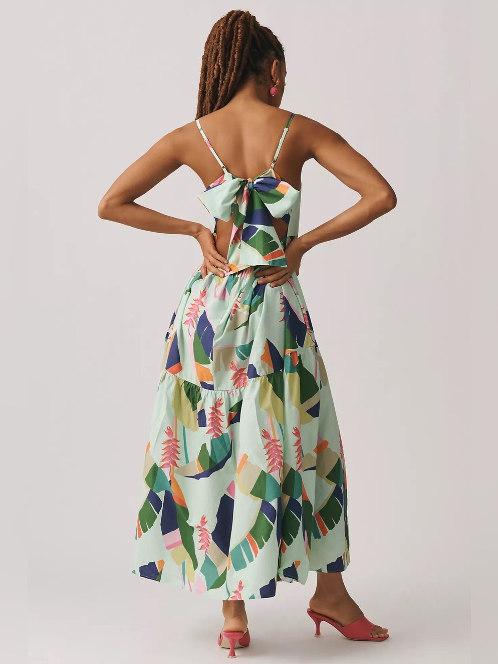 FARM Rio Multicolor Tropical Print Spaghetti-Strap Midi Dress - Picture 3 of 8